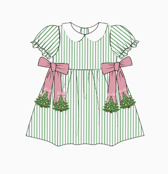 Girls Christmas Tree Dress and Bubble