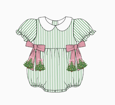 Girls Christmas Tree Dress and Bubble