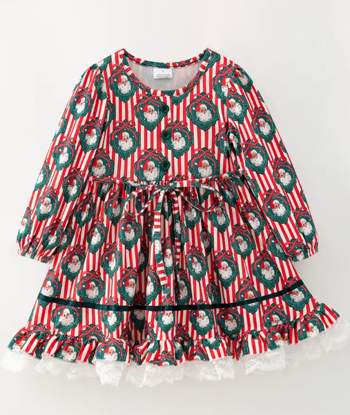 Girls Christmas Dress with Lace
