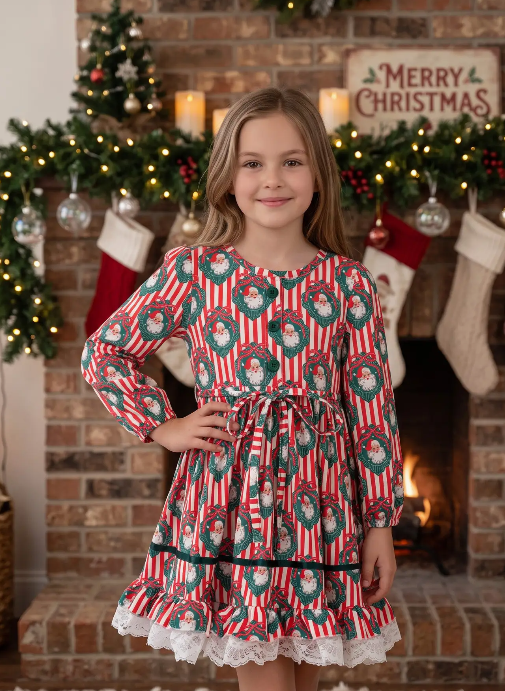 Girls Christmas Dress with Lace