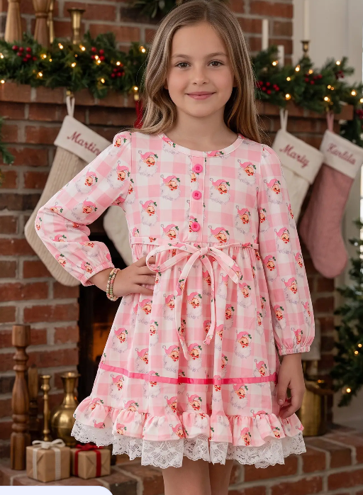 Girls Christmas Dress with Lace